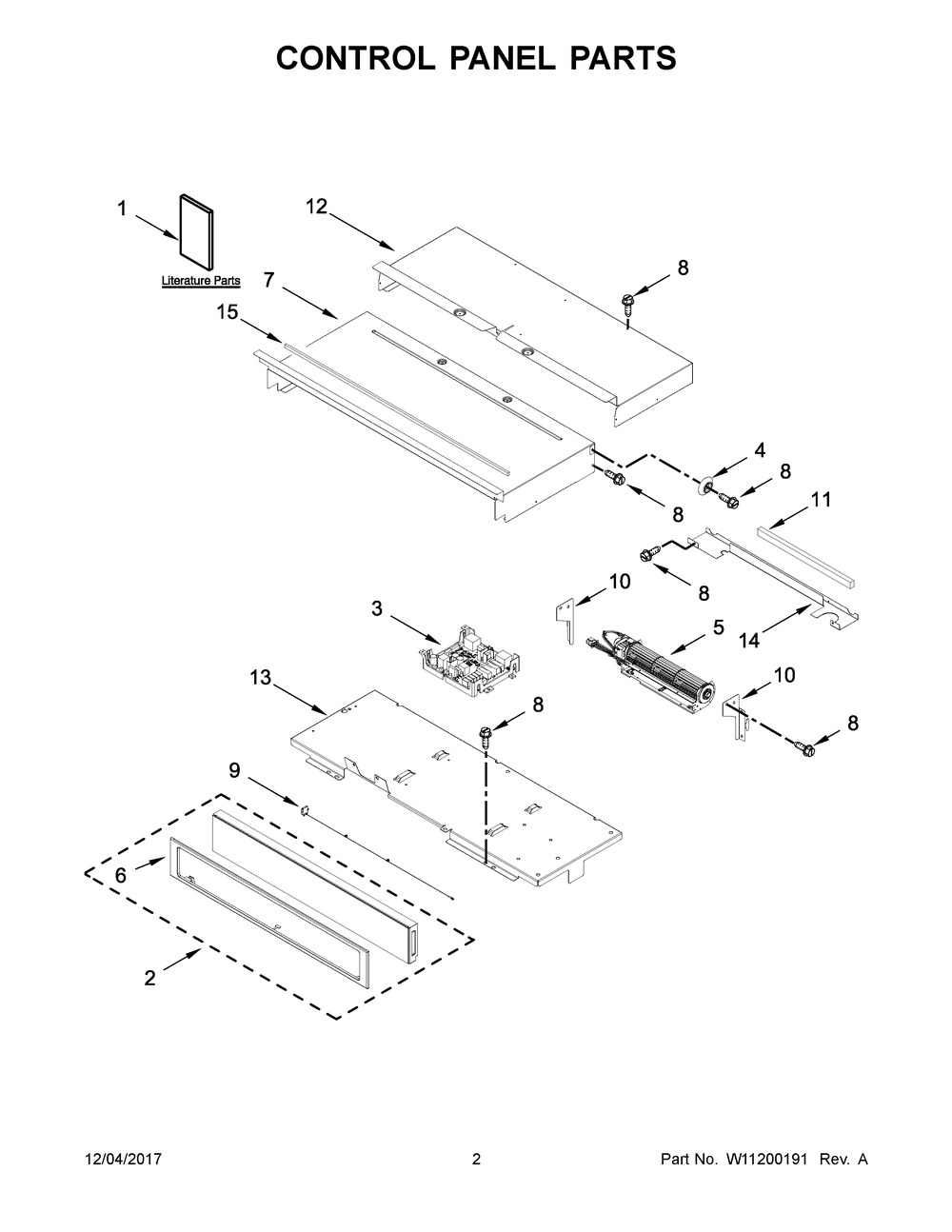 Control Panel Parts Diagram and Parts List for WOS51EC0HB00  Whirlpool Wall Oven