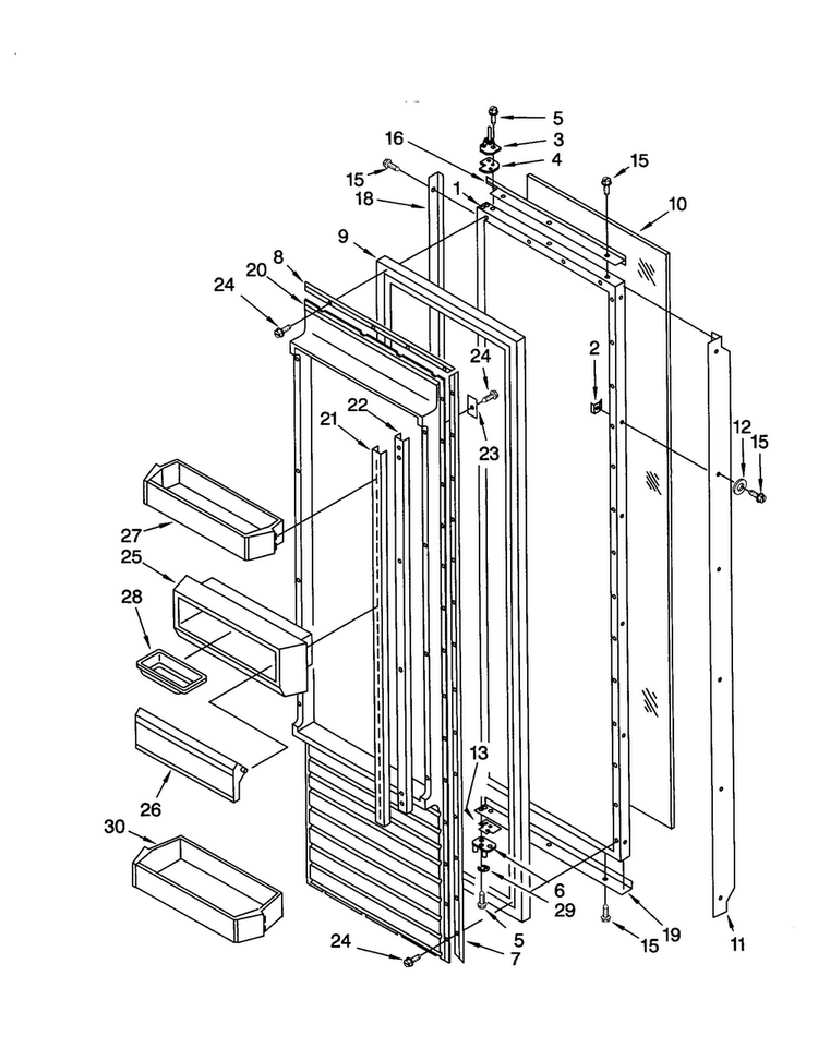 Refrigerator Door Diagram and Parts List for KSSS36QJS00  KitchenAid Refrigerator