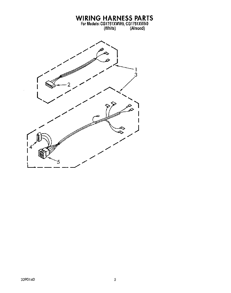 WIRING HARNESS Diagram and Parts List for CG1751XWN0  Whirlpool Dryer