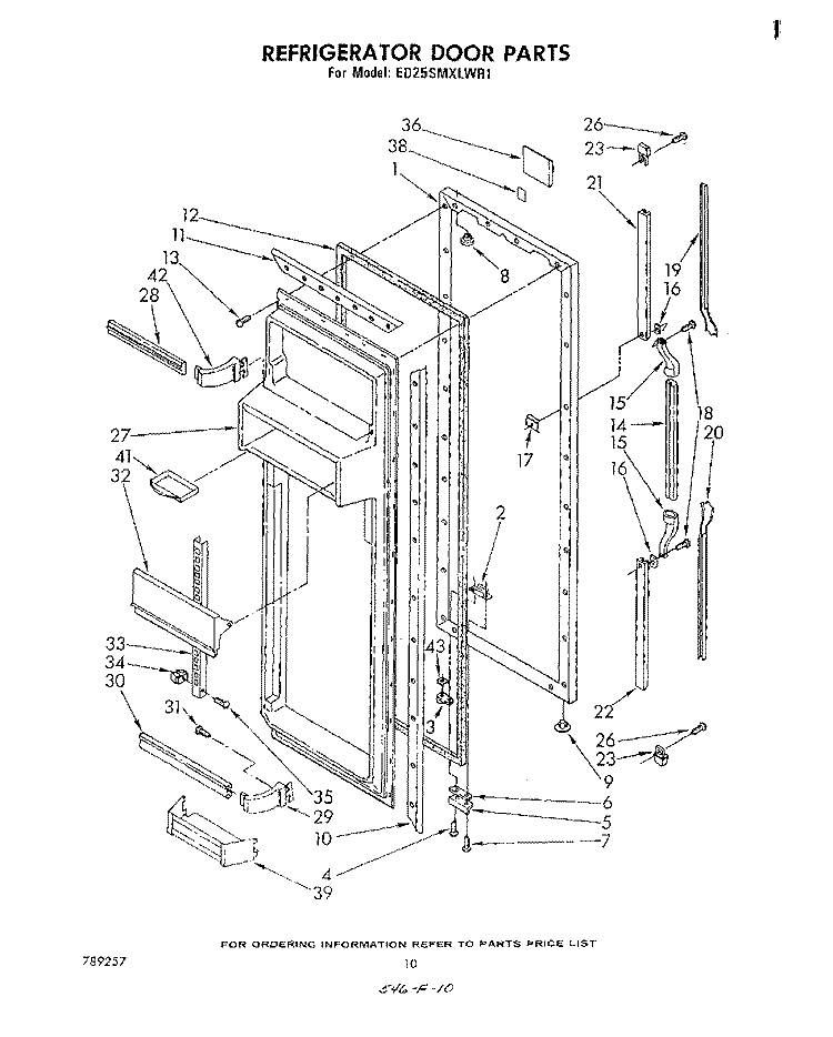 REFRIGERATOR DOOR Diagram and Parts List for ED25SMXLWR1  Whirlpool Refrigerator