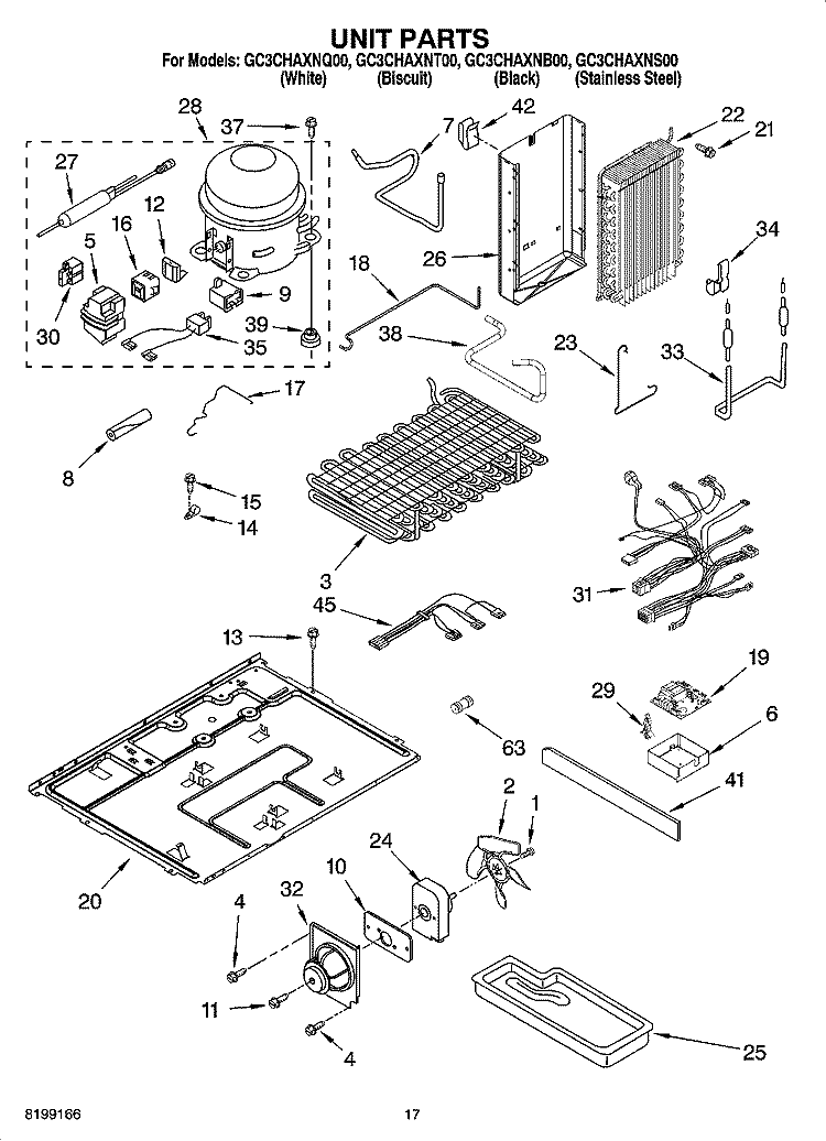 UNIT PARTS Diagram and Parts List for GC3CHAXNB00  Whirlpool Refrigerator