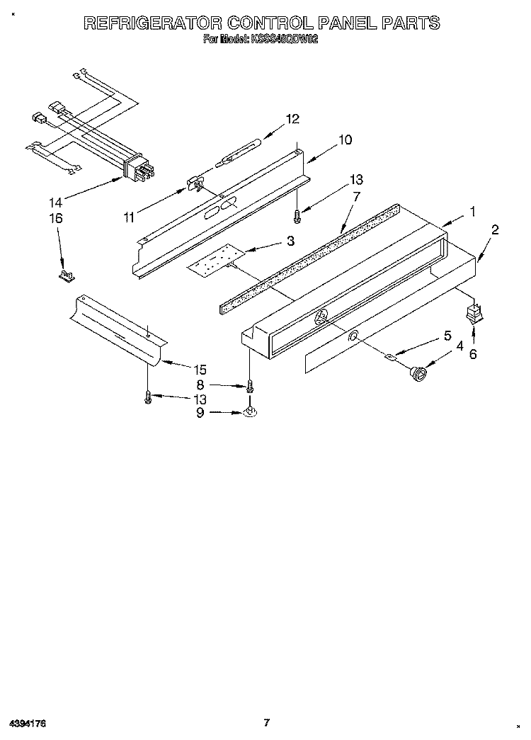 REFRIGERATOR CONTROL PANEL Diagram and Parts List for KSSS48QDW02  KitchenAid Refrigerator