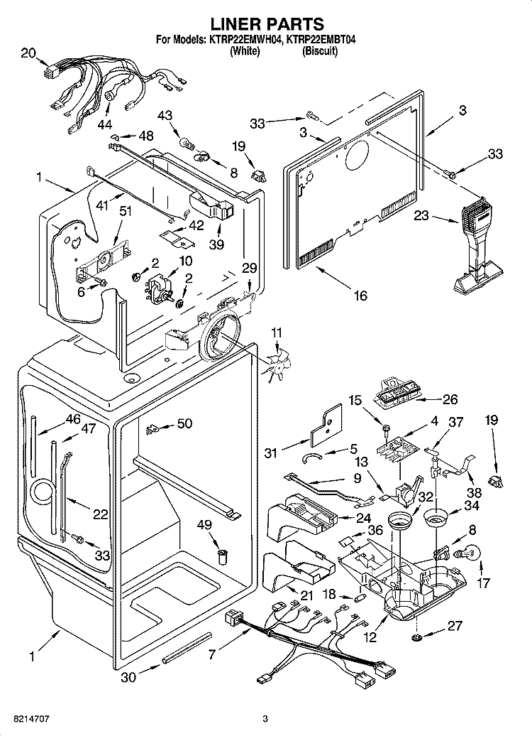 LINER PARTS Diagram and Parts List for KTRP22EMBT04  KitchenAid Refrigerator