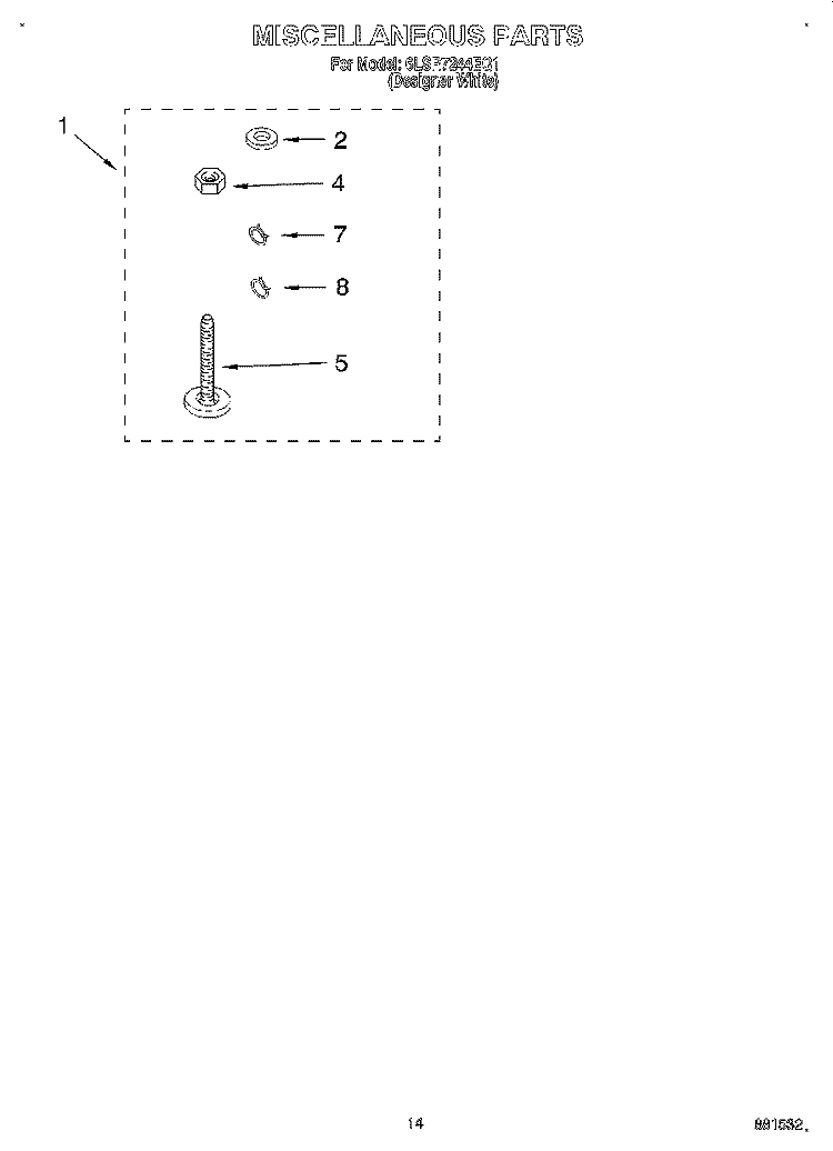 MISCELLANEOUS, LIT/OPTIONAL Diagram and Parts List for 6LSR7244EQ1  Whirlpool Washer