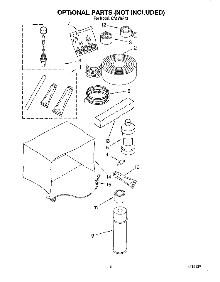 OPTIONAL PARTS Diagram and Parts List for CA12WR42  Crosley Air Conditioner