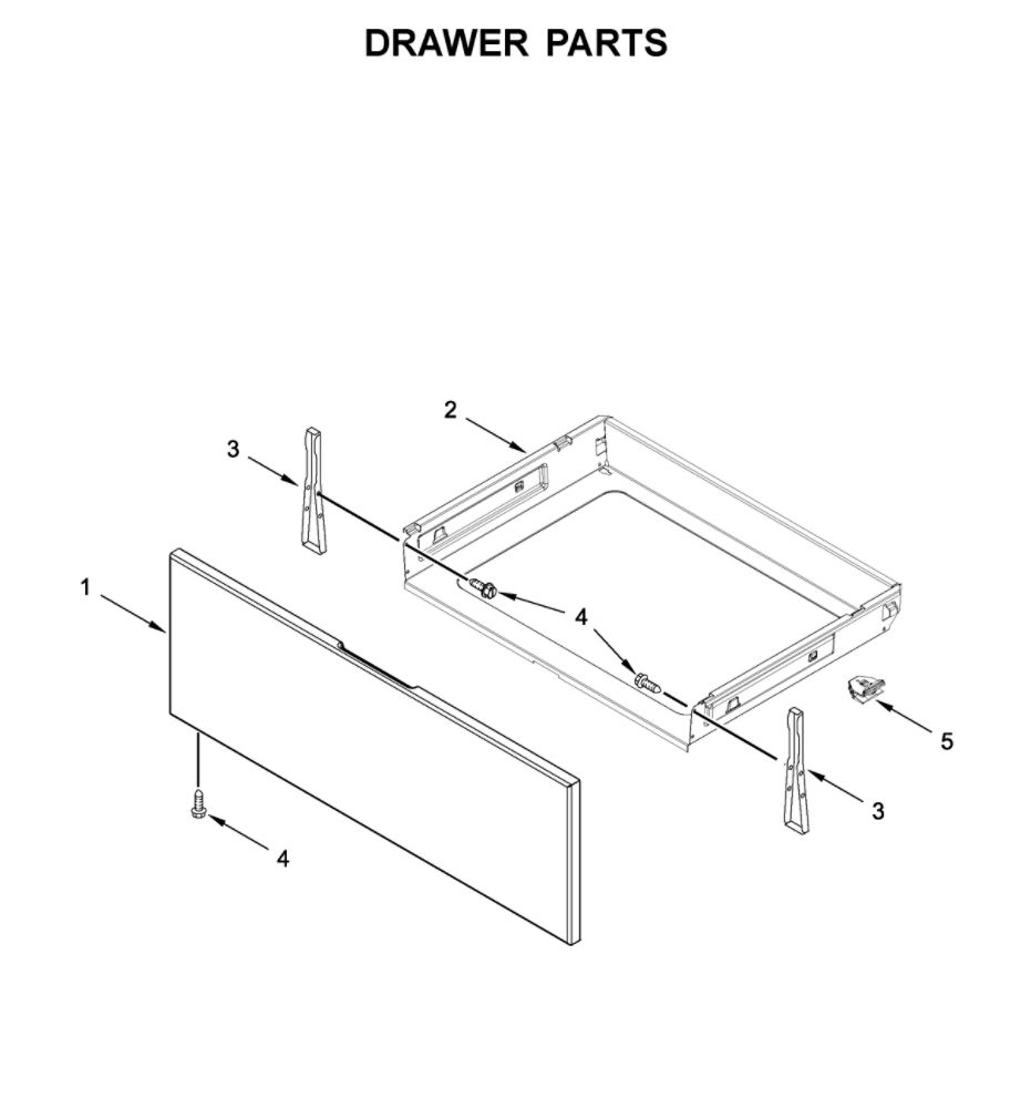 Drawer Parts Diagram and Parts List for WFG525S0JS1  Whirlpool Range