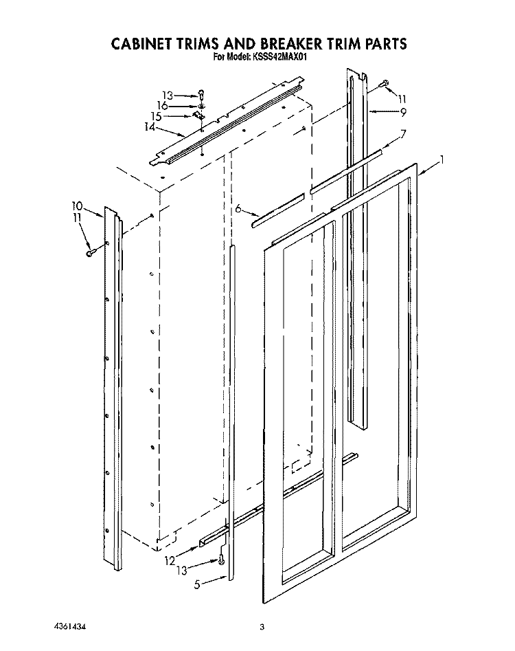 CABINET TRIMS AND BREAKER TRIM Diagram and Parts List for KSSS42MAX01  KitchenAid Refrigerator