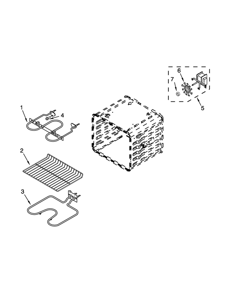 Internal Oven Parts Diagram and Parts List for RBS307PVB04  Whirlpool Wall Oven