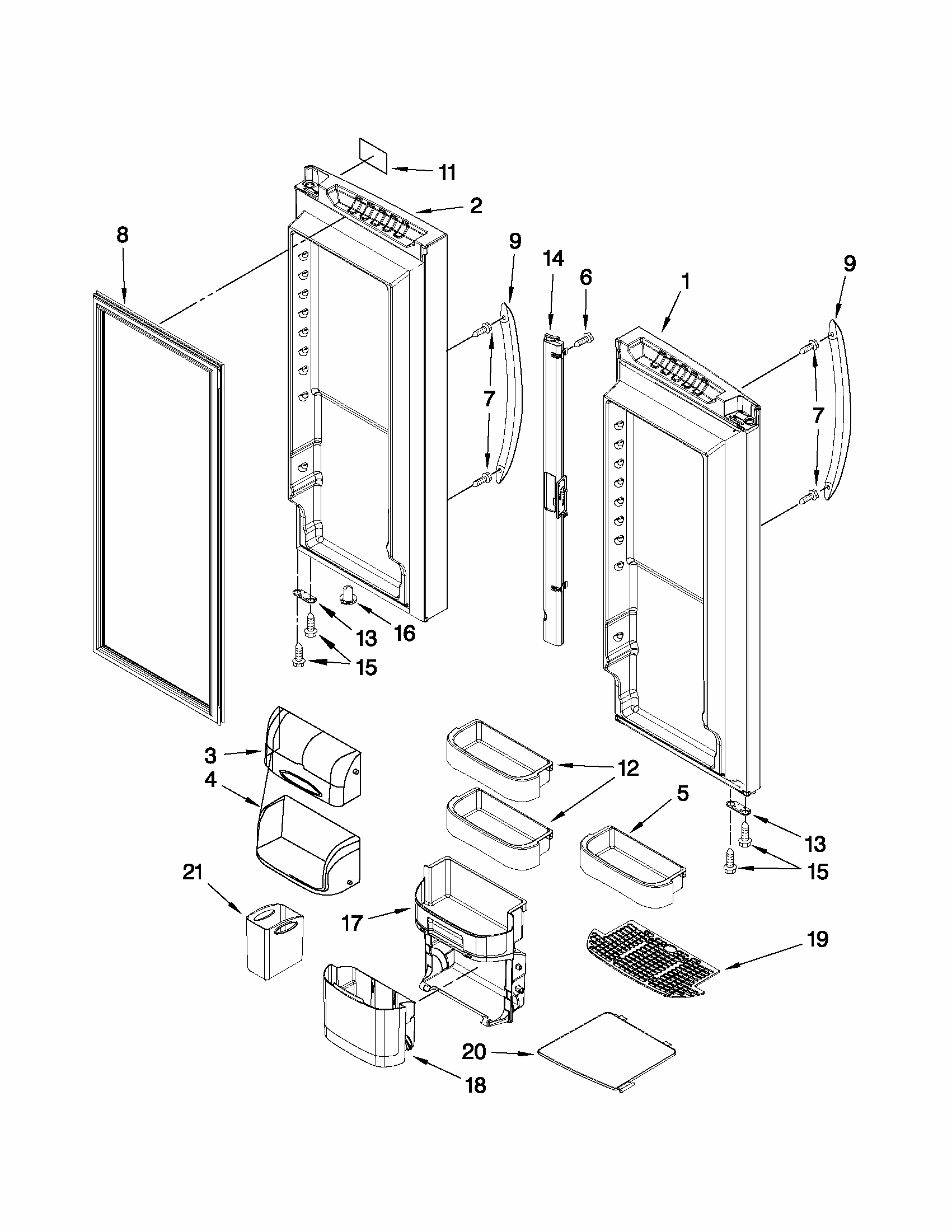 Refrigerator Door Parts Diagram and Parts List for 59679529015  Kenmore Refrigerator