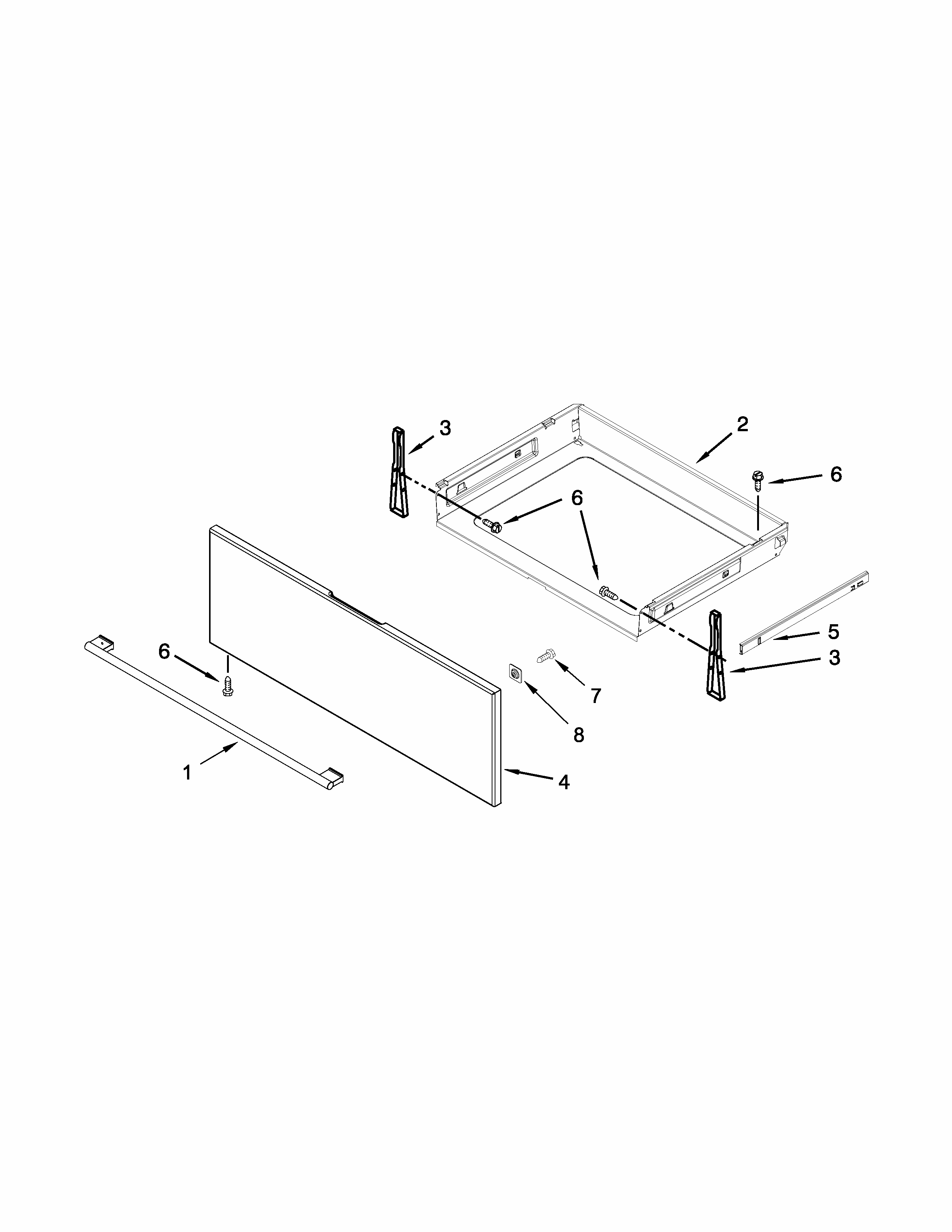 Drawer Parts Diagram and Parts List for IEL730CS0  Whirlpool Range