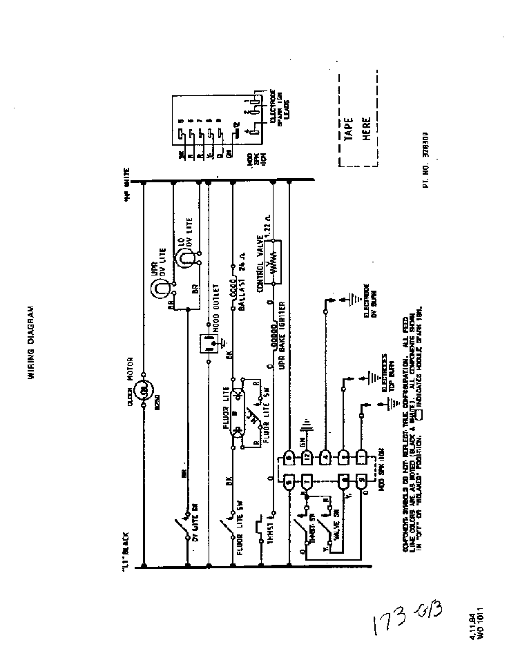 Wiring Diagram Diagram and Parts List for 1835*3A  Roper Range