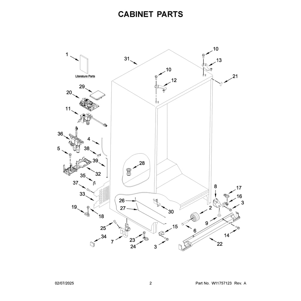 Cabinet Parts Diagram and Parts List for KRSC336RPS00  KitchenAid Refrigerator