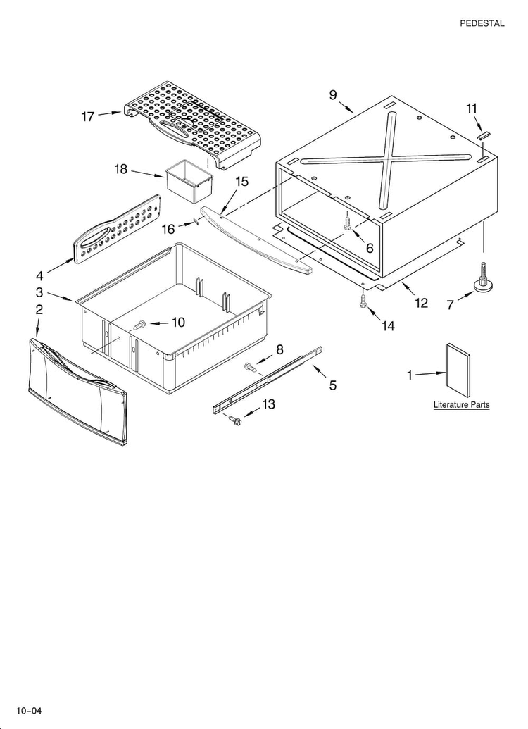 Cabinet Parts Diagram and Parts List for 11055848400  Kenmore Laundry Accessories