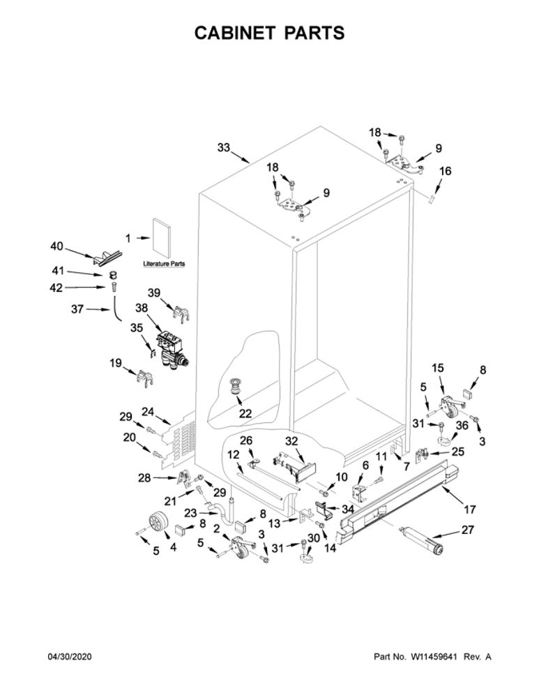 Cabinet Parts Diagram and Parts List for 10650049714  Kenmore Refrigerator