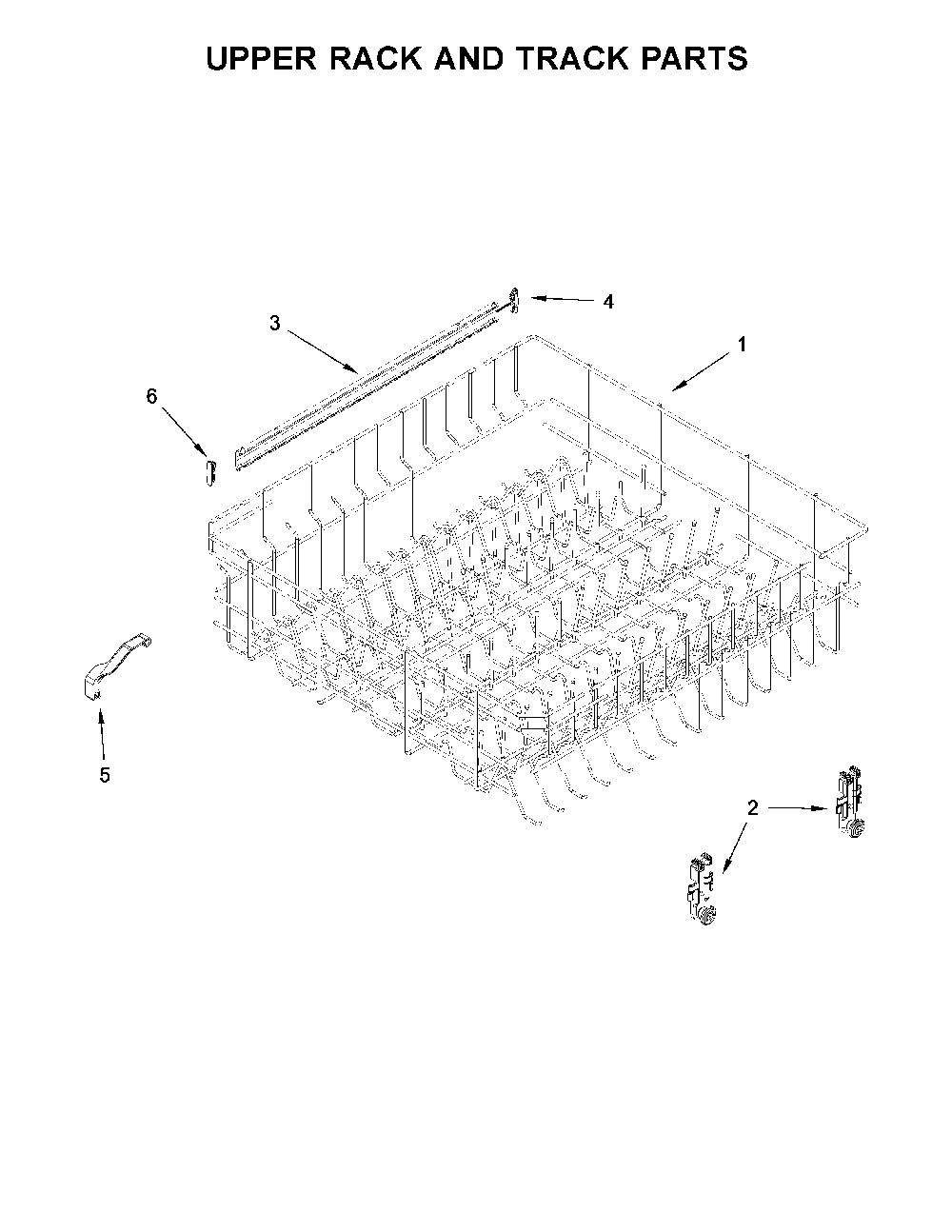 Upper rack and track parts Diagram and Parts List for 66513479N413  Kenmore Dishwasher