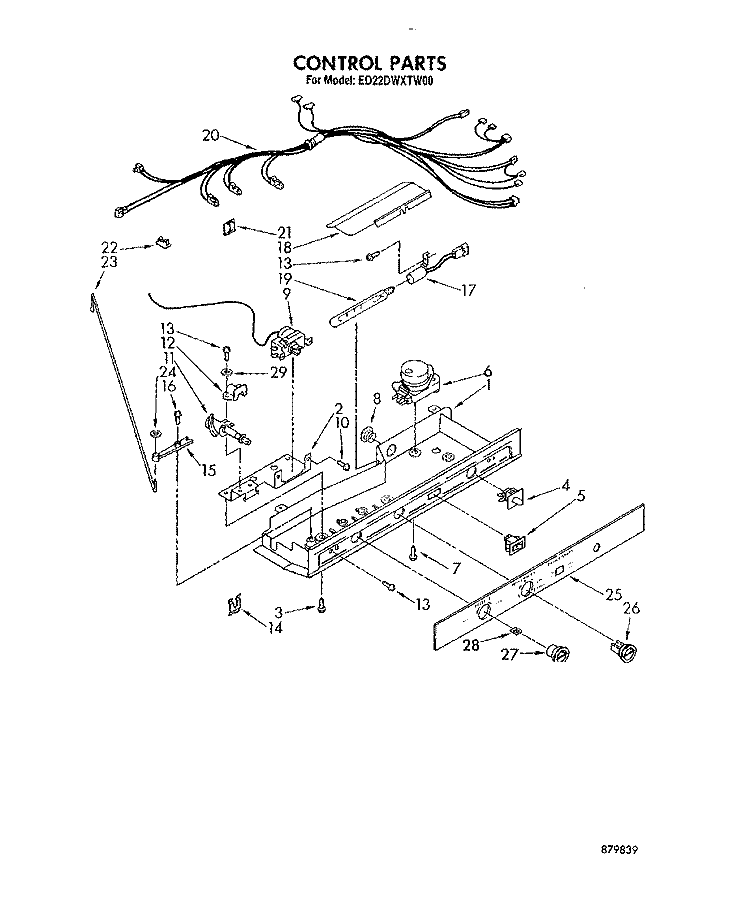 CONTROL Diagram and Parts List for ED22DWXTN00  Whirlpool Refrigerator