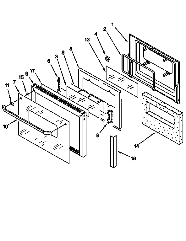 Upper Oven Door Diagram and Parts List for KEBI271BWH3  KitchenAid Wall Oven