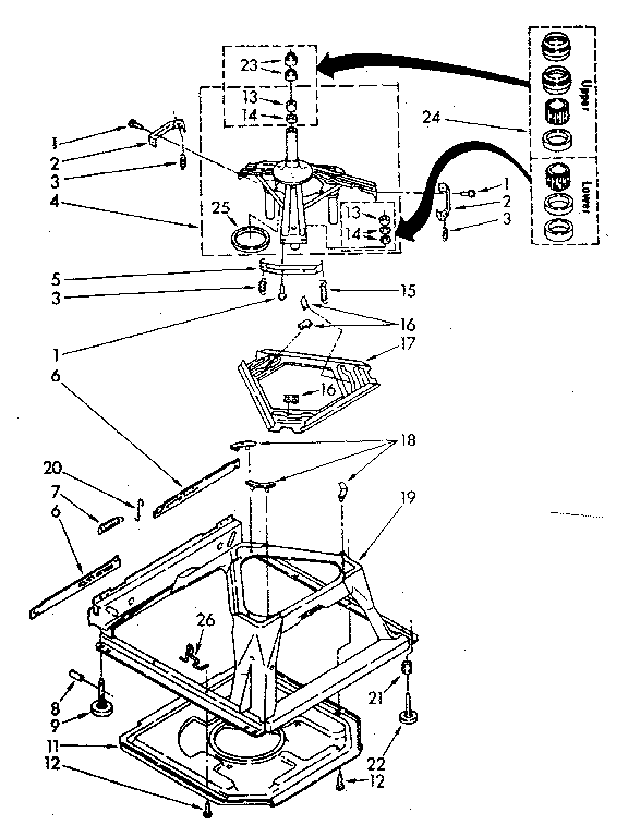 Machine Base Diagram and Parts List for LA5500XSN0  Whirlpool Washer