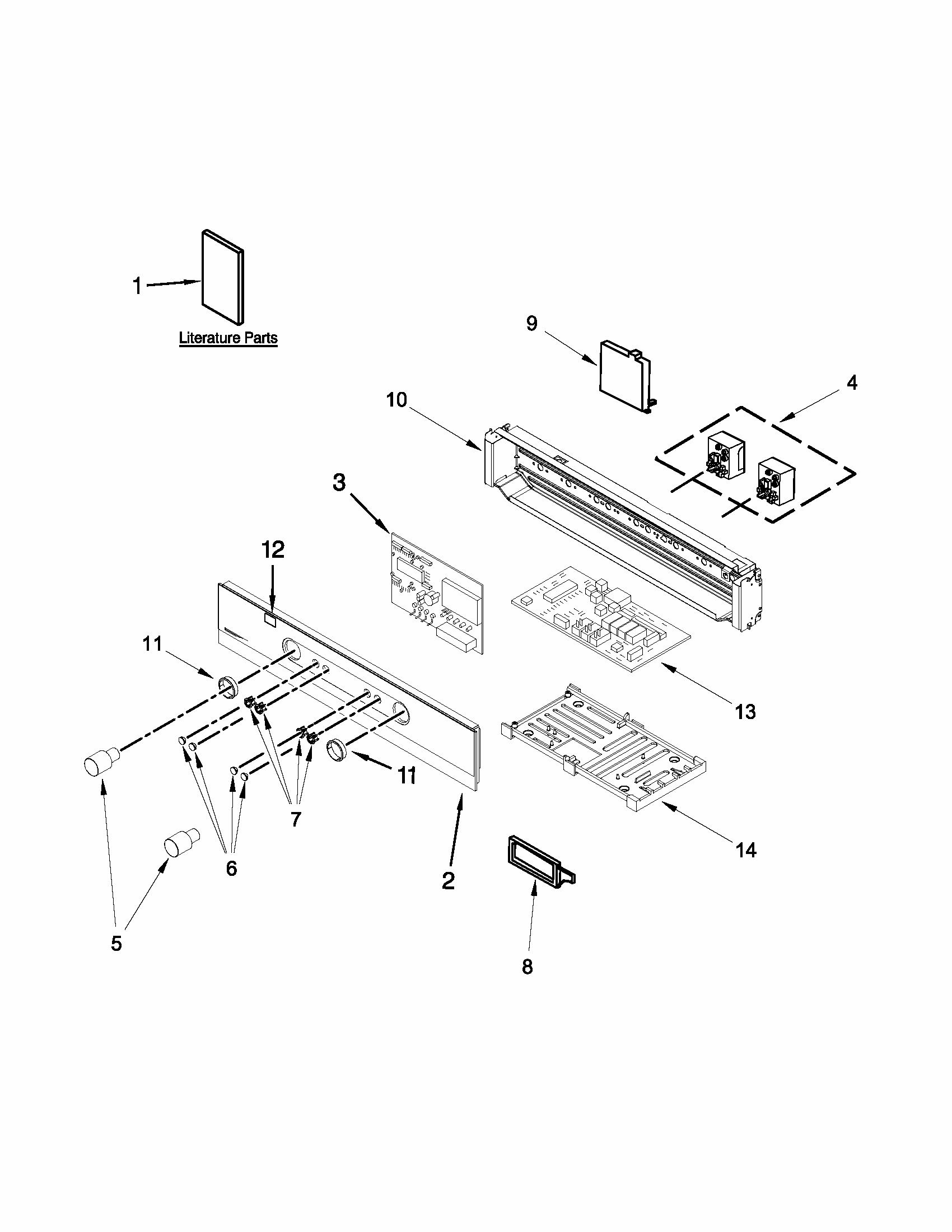 Control Panel Parts Diagram and Parts List for IBMS1455DS00  Whirlpool Microwave