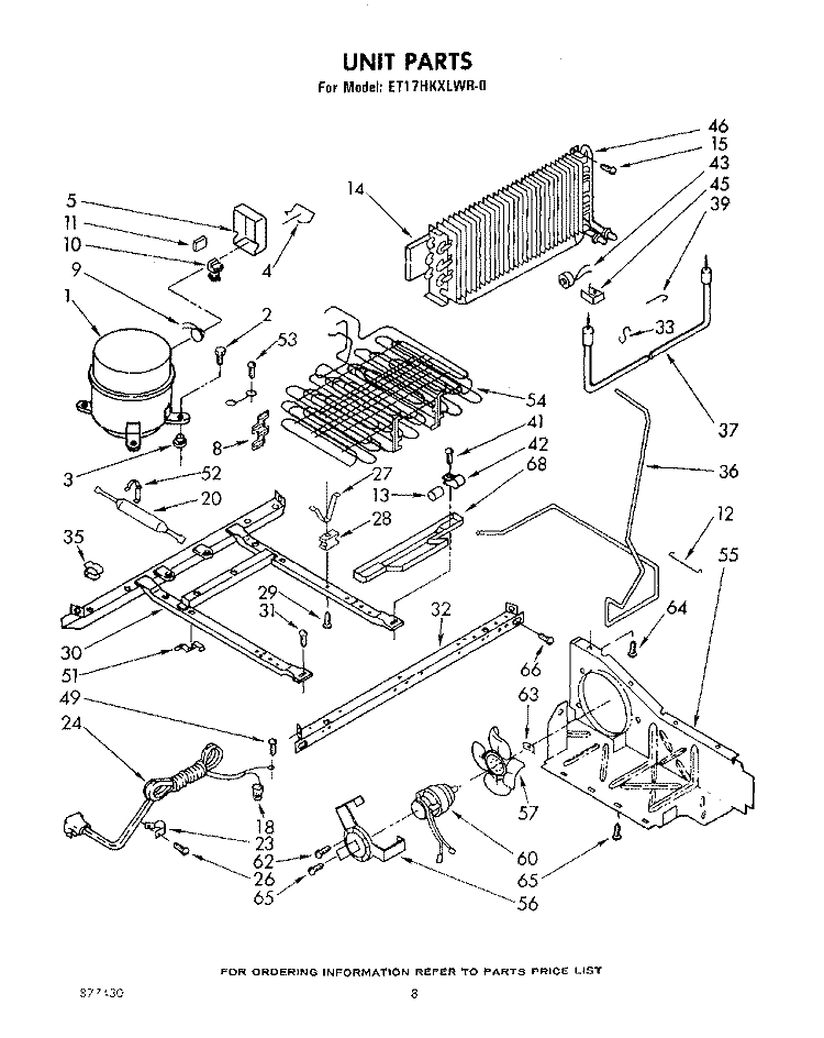 UNIT Diagram and Parts List for ET17HKXLWR0  Whirlpool Refrigerator