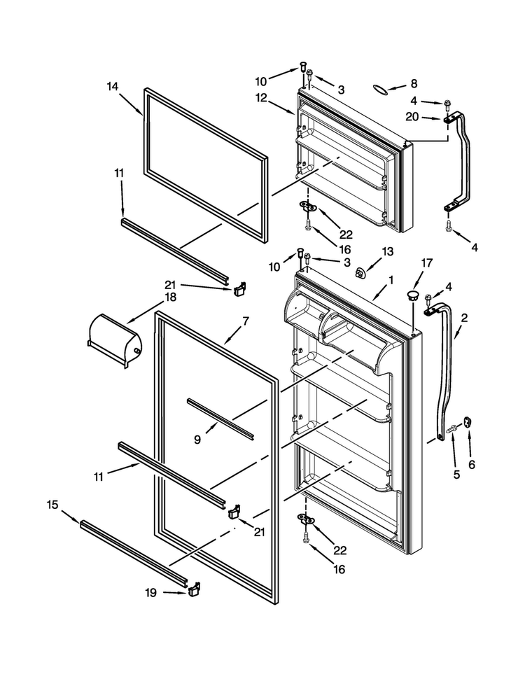 Door Parts Diagram and Parts List for W8TXEWFYQ03  Whirlpool Refrigerator