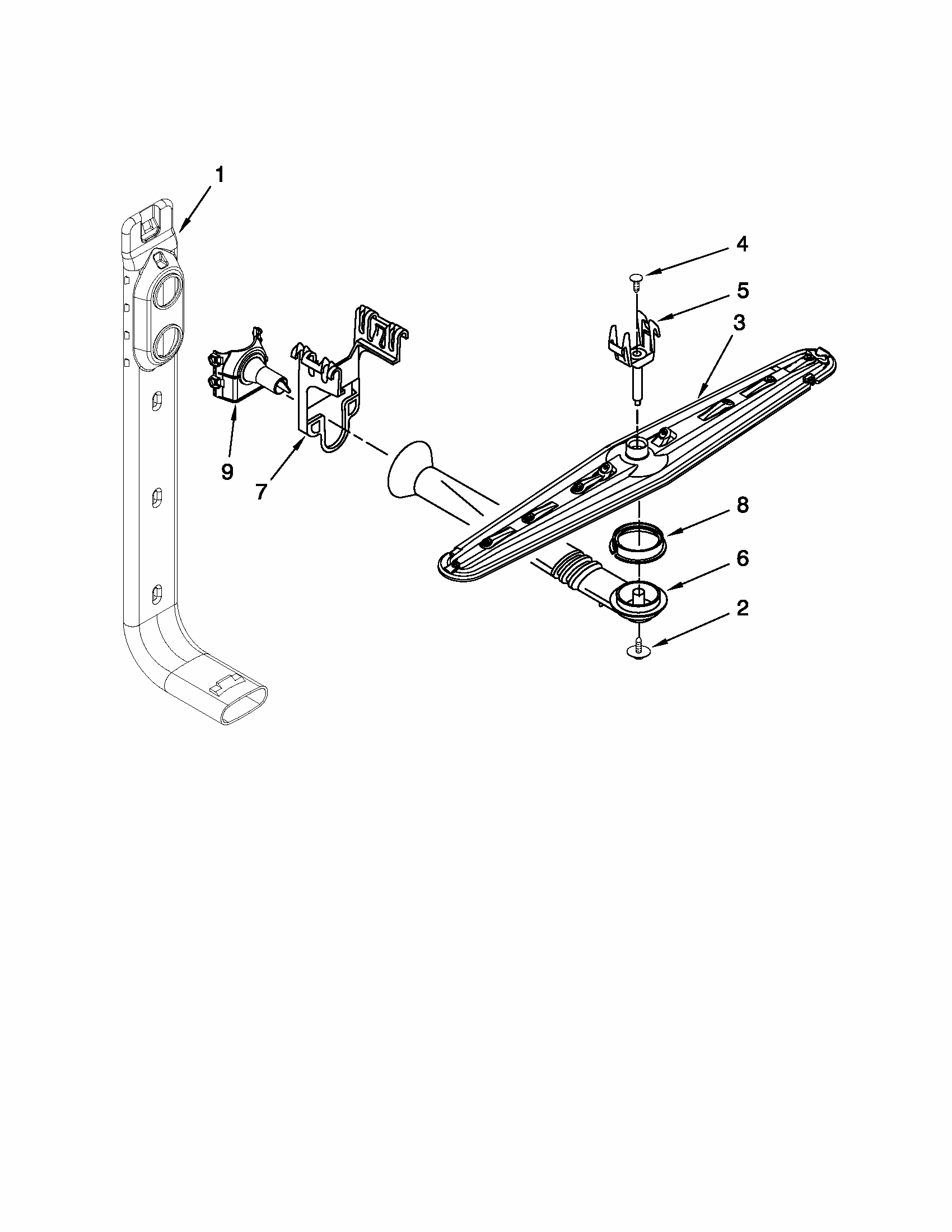 Upper Wash And Rinse Parts Diagram and Parts List for 66517749K016  Kenmore Dishwasher