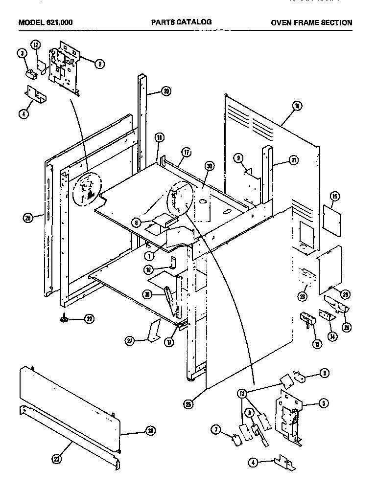 03 - OVEN FRAME SECTION Diagram and Parts List for 621000  Whirlpool Microwave