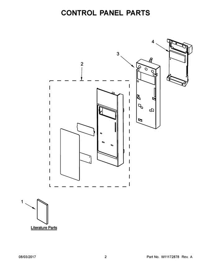 02 - Control Panel Parts Diagram and Parts List for KHMS2040BW2  KitchenAid Microwave Oven Combo