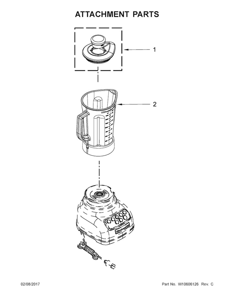 Attachment Parts Diagram and Parts List for KSB1570SL0  KitchenAid Blender