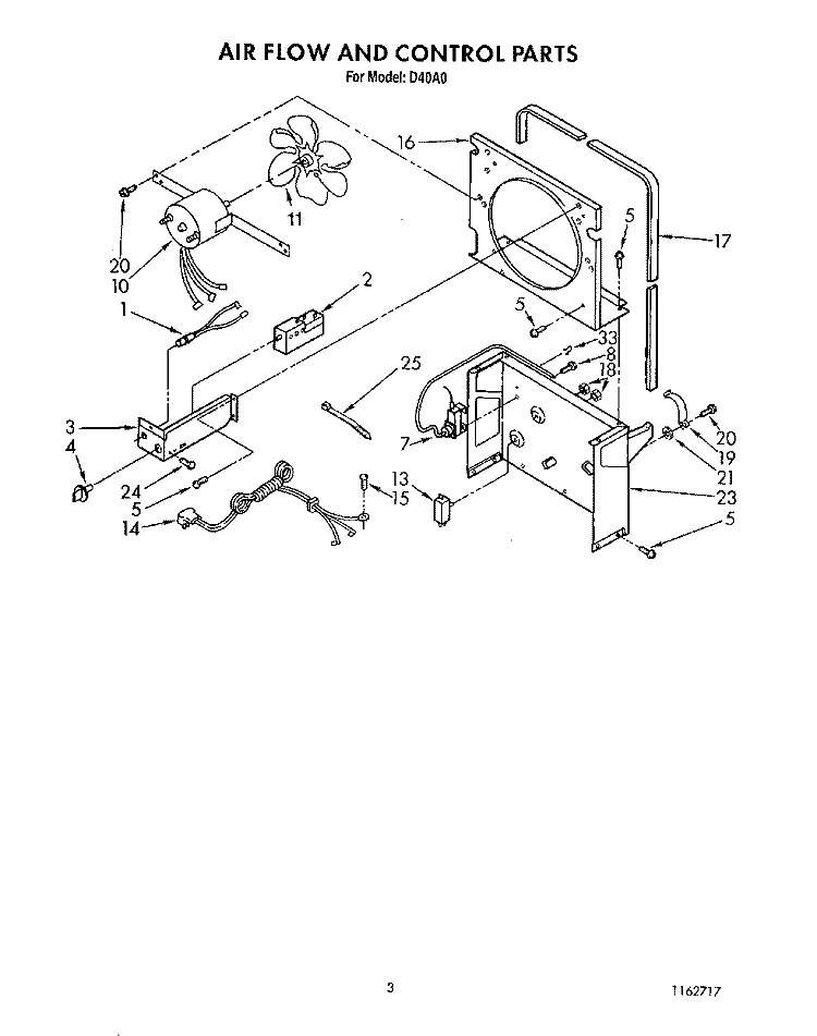 SECTION Diagram and Parts List for D40A0  Whirlpool Dehumidifier