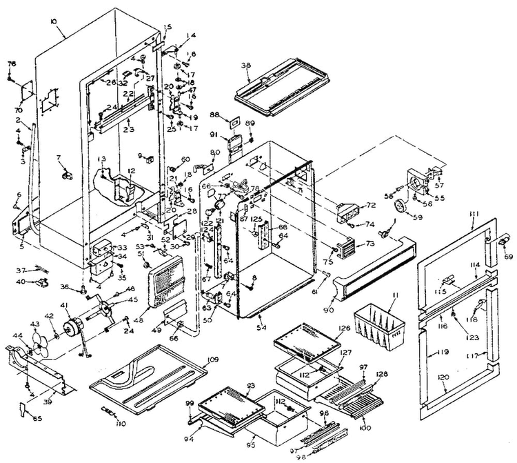 Cabinet Parts Diagram and Parts List for 106W14EIM  Kenmore Refrigerator