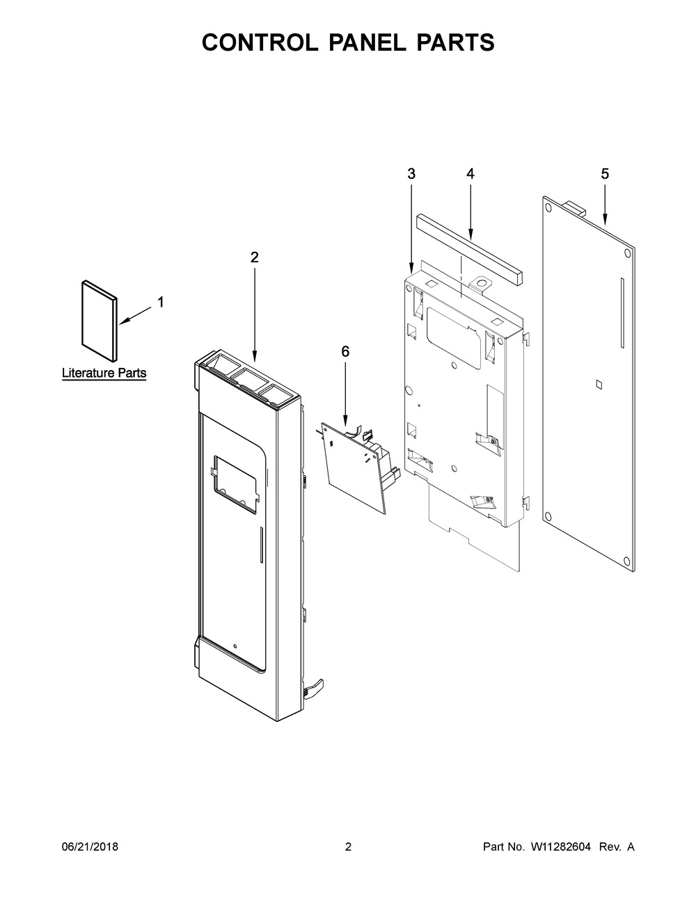 Control Panel Parts Diagram and Parts List for WMH32519FS2  Whirlpool Microwave