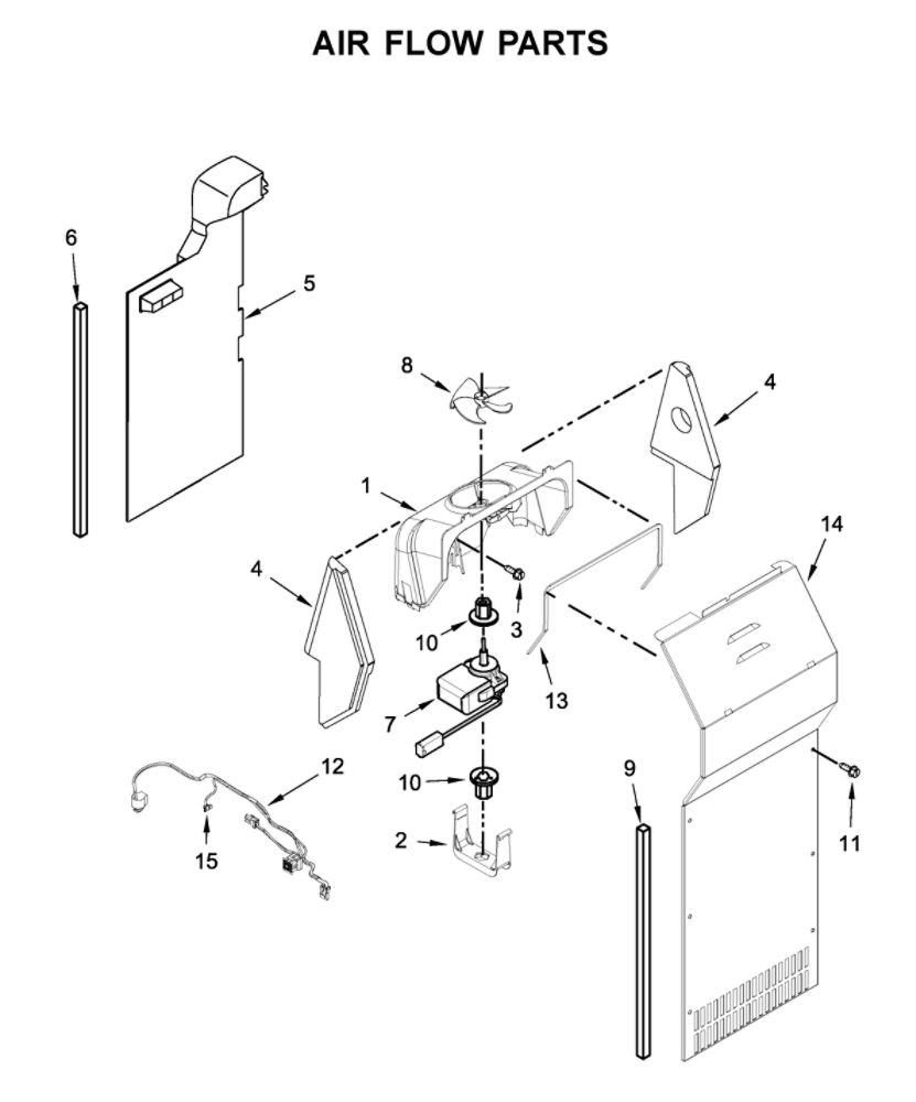 Air Flow Parts Diagram and Parts List for 10650049714  Kenmore Refrigerator