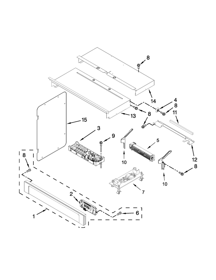 Control Panel Parts Diagram and Parts List for WOC54EC7AS02  Whirlpool Microwave