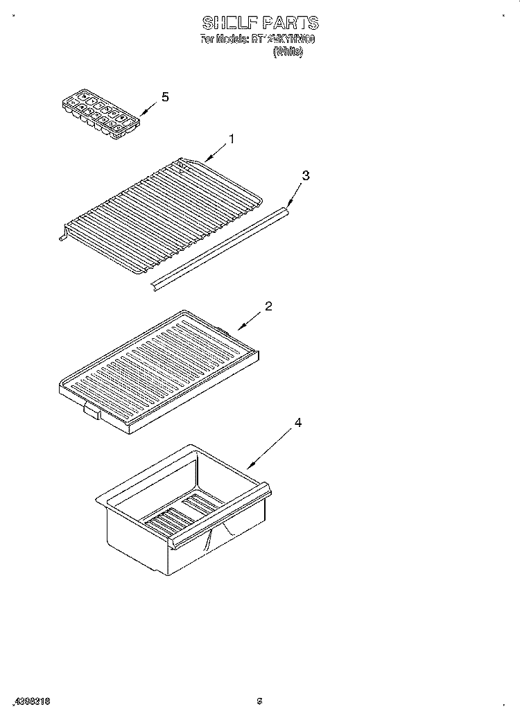 SHELF Diagram and Parts List for RT12VKYHW00  Roper Refrigerator