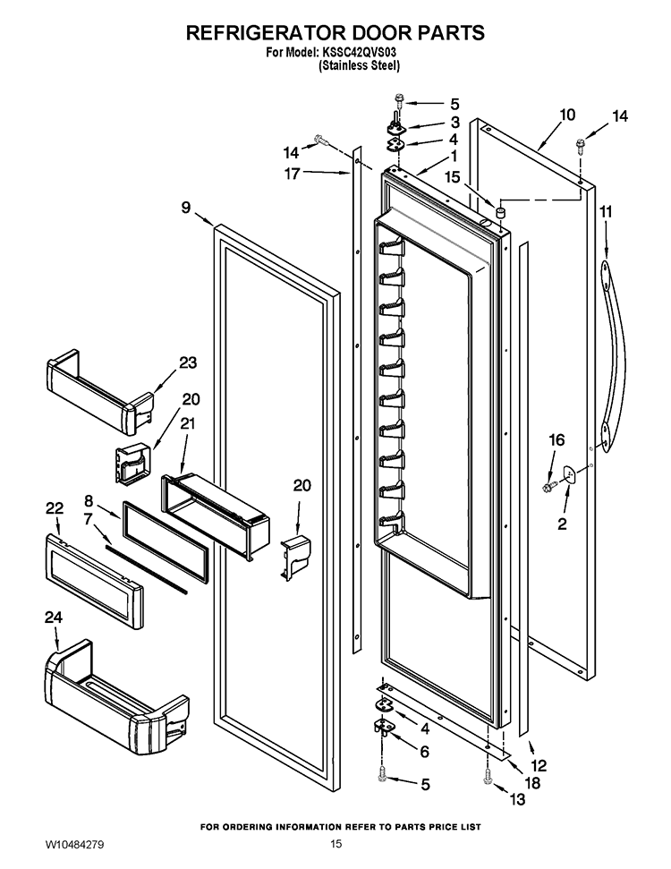 REFRIGERATOR DOOR PARTS Diagram and Parts List for KSSC42QVS03  KitchenAid Refrigerator