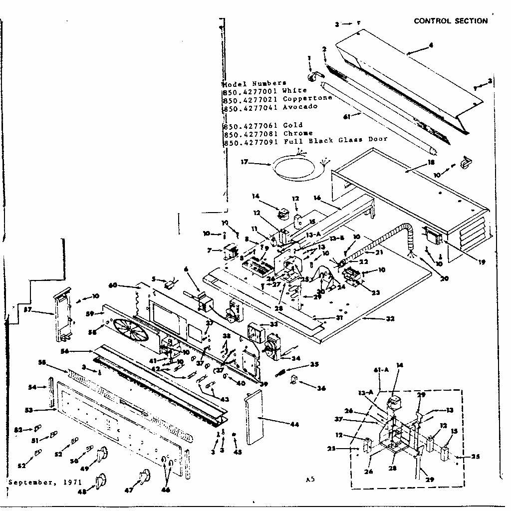 Control Section Diagram and Parts List for 8504277081  Kenmore Range