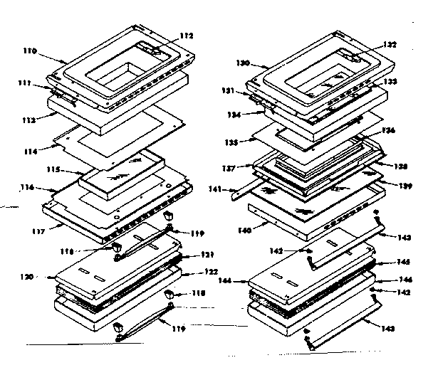 Oven And Broiler Door Parts Diagram and Parts List for 1553547080  Kenmore Range