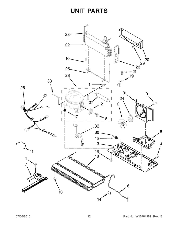 Unit Parts Diagram and Parts List for KRFF305EBS00  KitchenAid Refrigerator