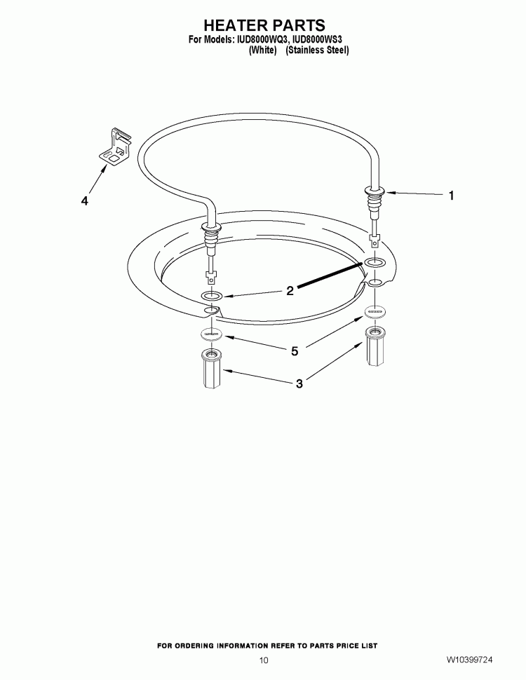 HEATER PARTS Diagram and Parts List for IUD8000WQ3  Whirlpool Dishwasher