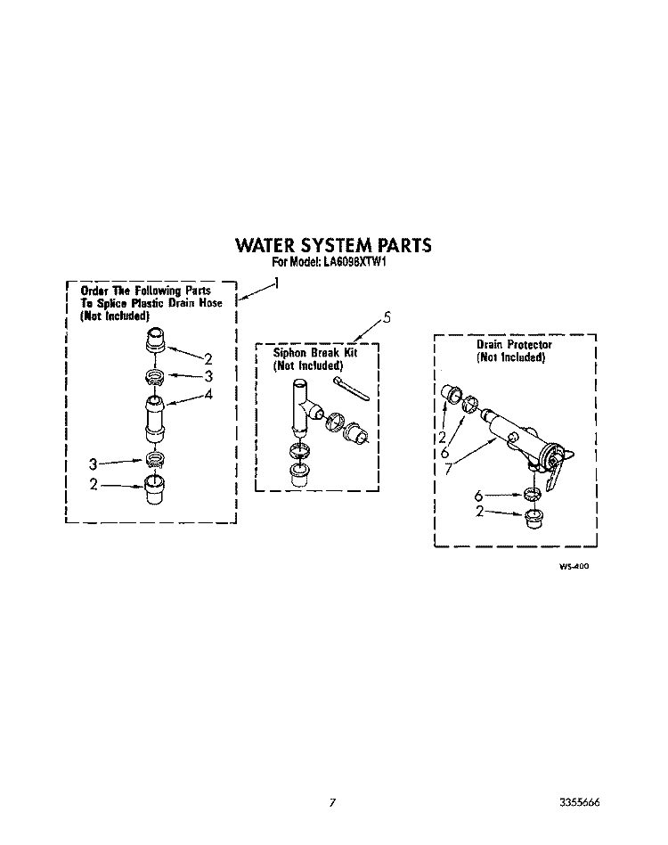 WATER SYSTEM Diagram and Parts List for LA6098XTF1  Whirlpool Washer