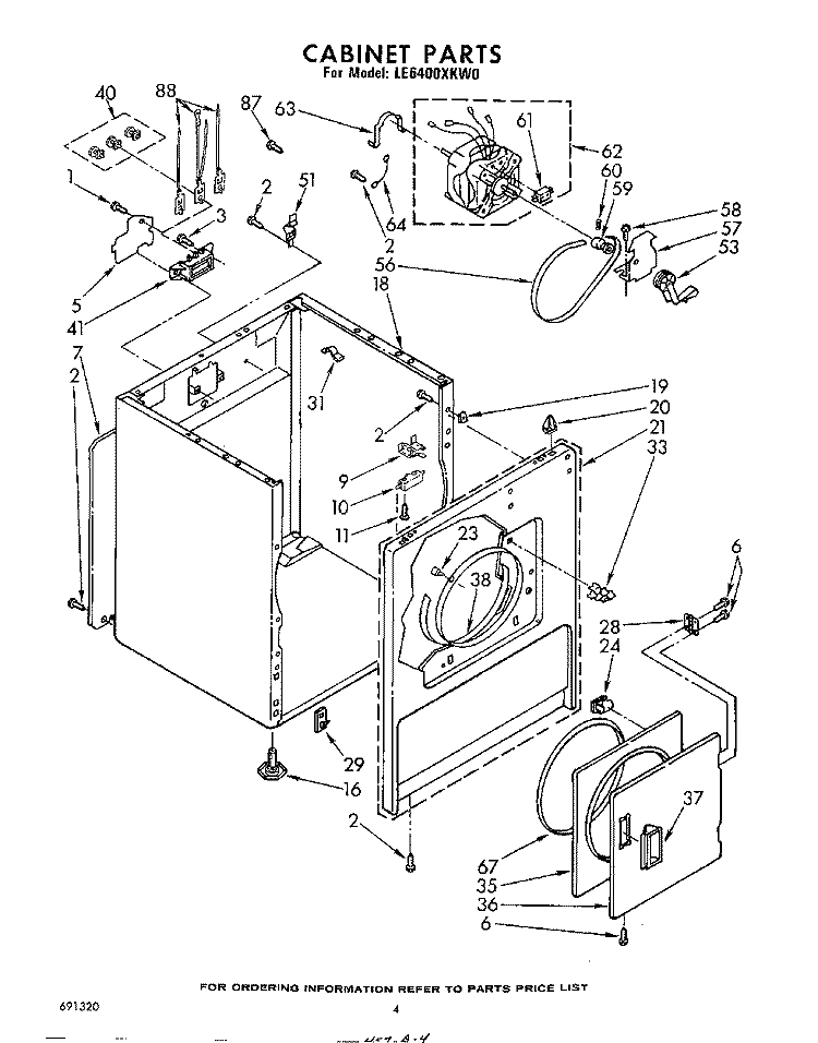 SECTION Diagram and Parts List for LE6400XKW0  Whirlpool Dryer