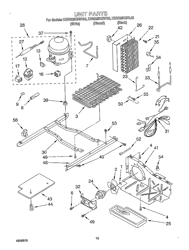 UNIT Diagram and Parts List for KSRS25KGBT03  KitchenAid Refrigerator