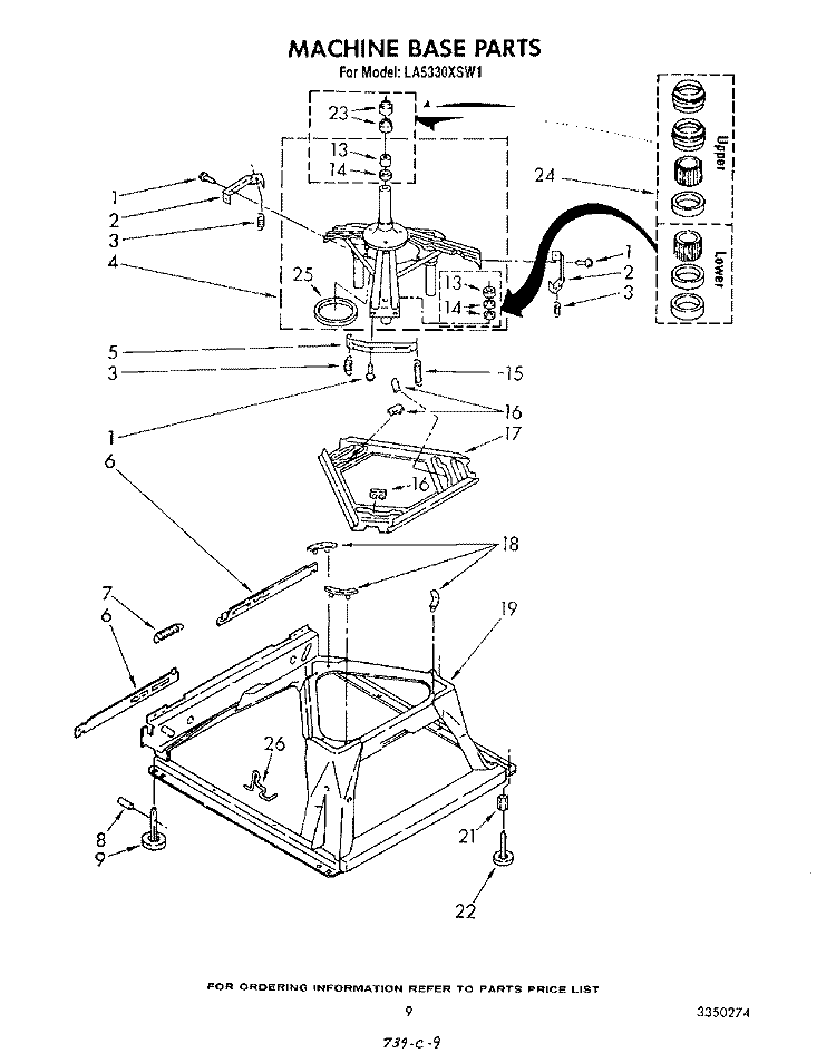 MACHINE BASE Diagram and Parts List for LA5330XSW1  Whirlpool Washer