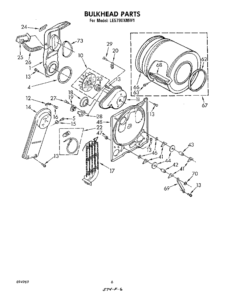 SECTION Diagram and Parts List for LE5790XMW1  Whirlpool Dryer
