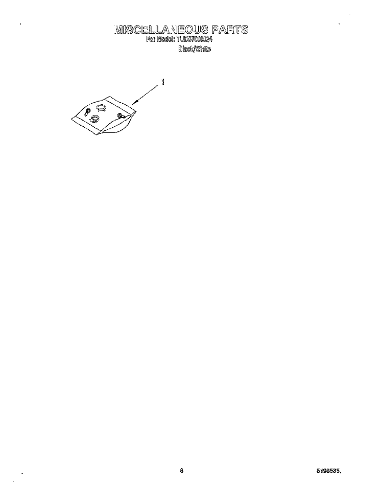 MISCELLANEOUS, OPTIONAL Diagram and Parts List for TUD5700EQ4  Estate Dishwasher