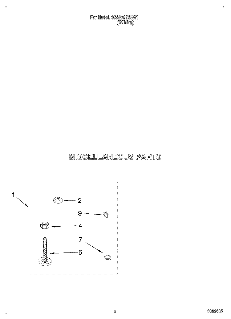 MISCELLANEOUS Diagram and Parts List for 3CA2781XSW1  Whirlpool Washer