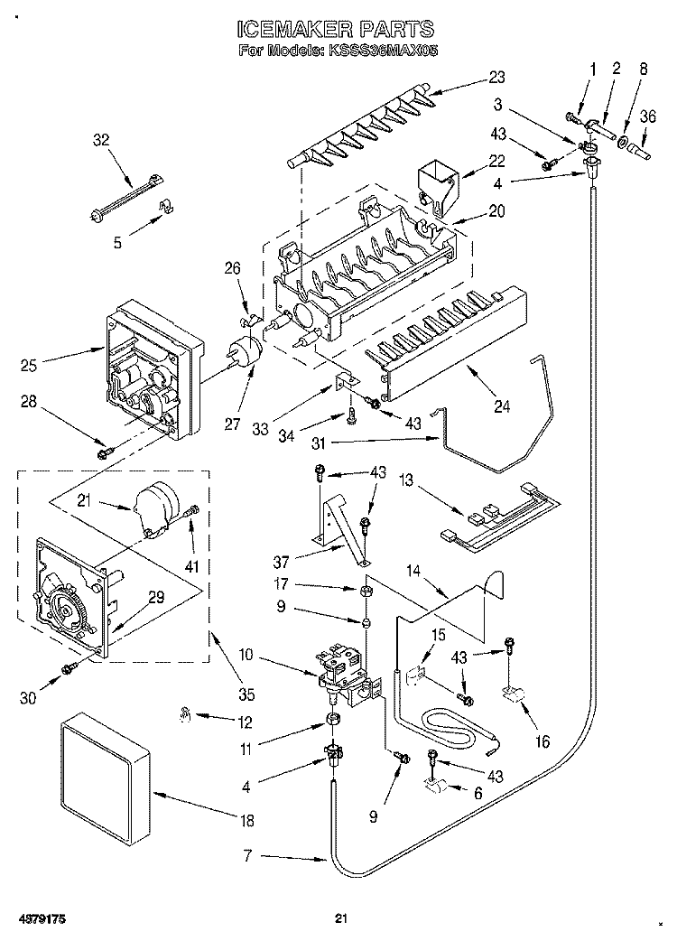 ICEMAKER, LIT/OPTIONAL Diagram and Parts List for KSSS36MAX05  KitchenAid Refrigerator