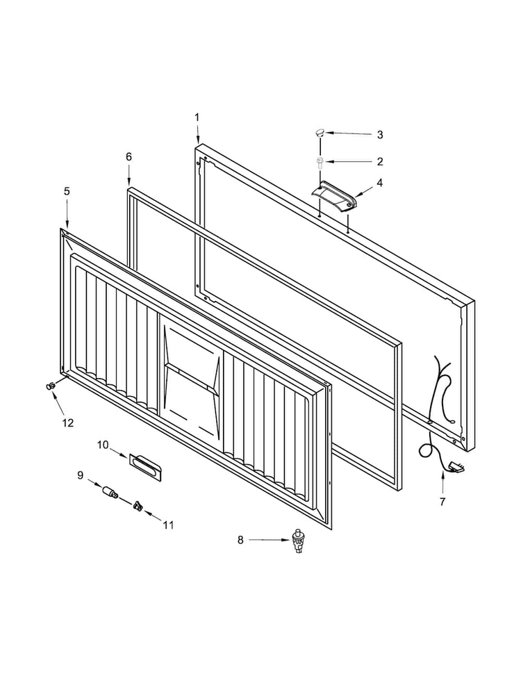 Door Parts Diagram and Parts List for WZC3115DW00  Whirlpool Freezer
