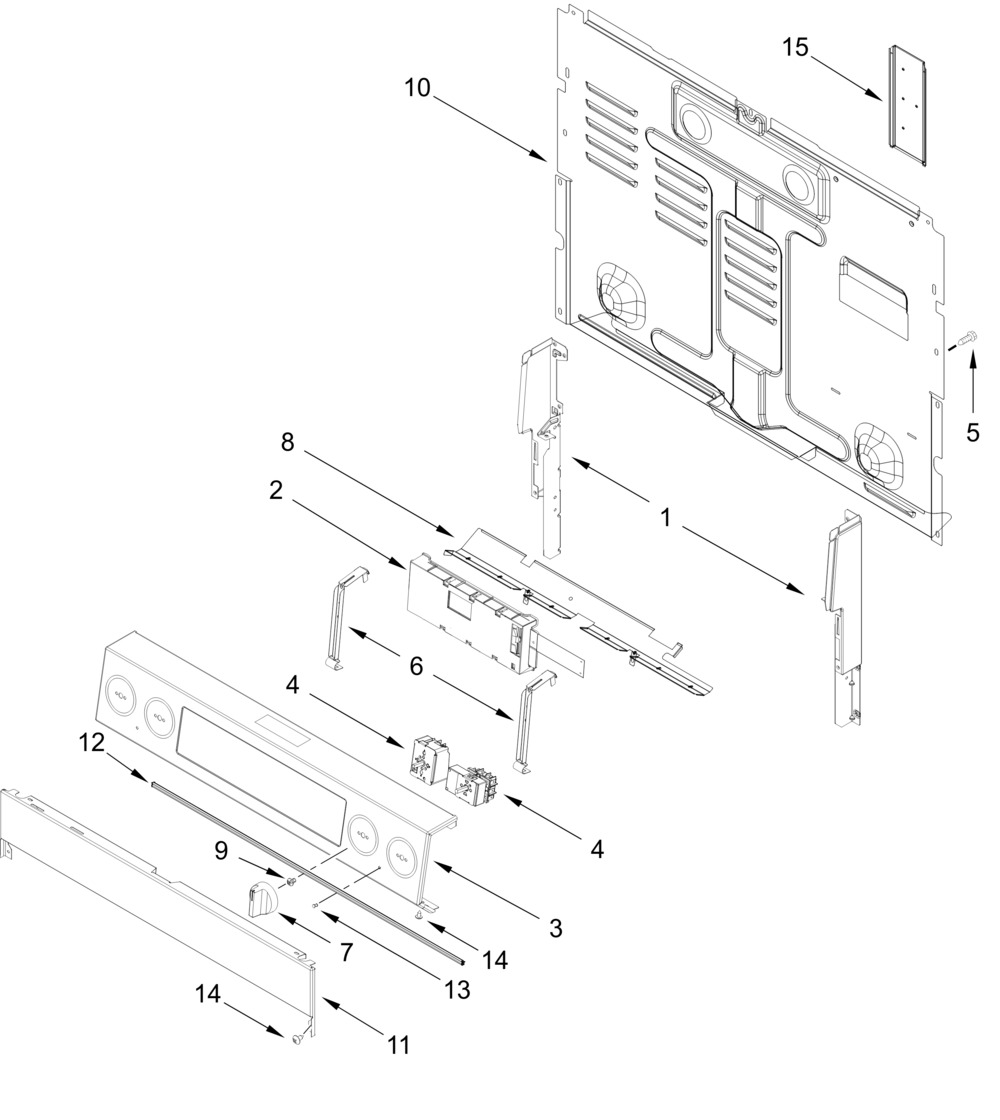 Control Panel Parts Diagram and Parts List for MFES4030RS1  Whirlpool Range